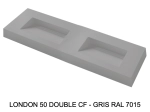 Plan vasque double lavabo, sur mesure : L 120 à 201 x P 40 à 51 cm, finition lisse, 10 couleurs au choix, Anti bactérien, résine Akrytan® teinté dans la masse, Livraison Offerte.